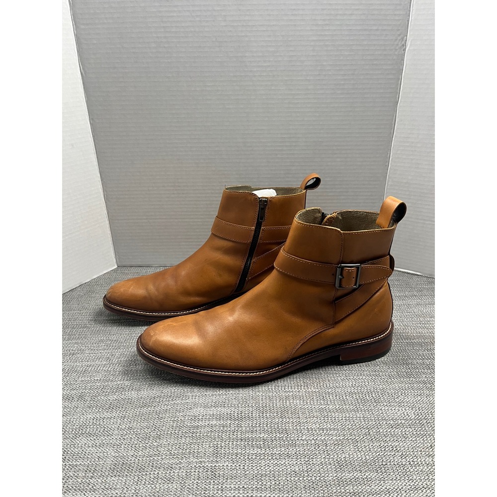 Banana Republic Leather Jodhpur Ankle Boots Mens 11 Brown Zip Buckle Straps